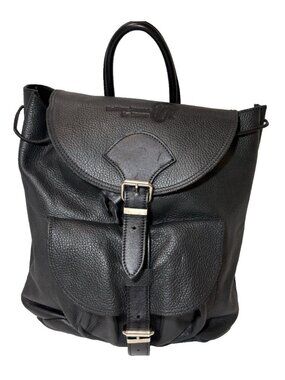 Rolling Stones Roots Leather Backpack Black Pebbled Rock Band Travel Bag